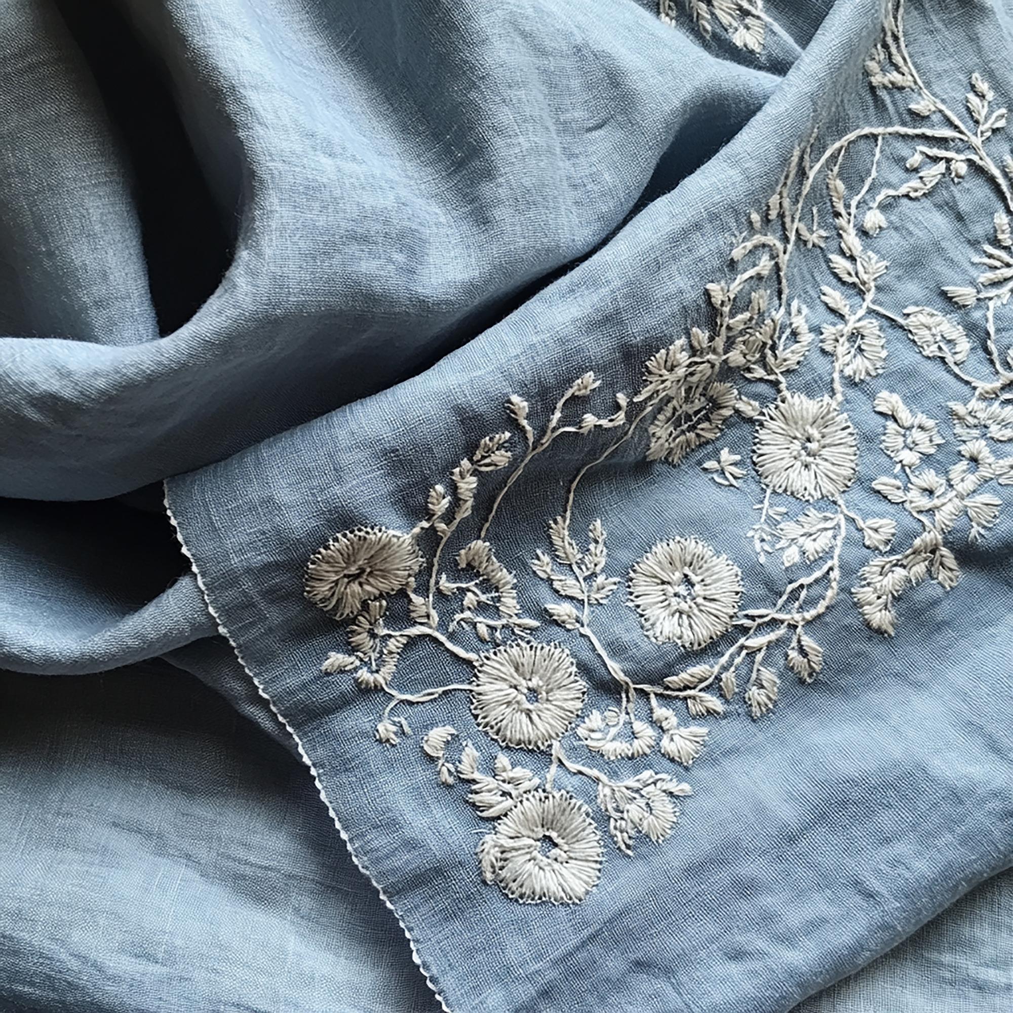 Monogram embroidered on handkerchief