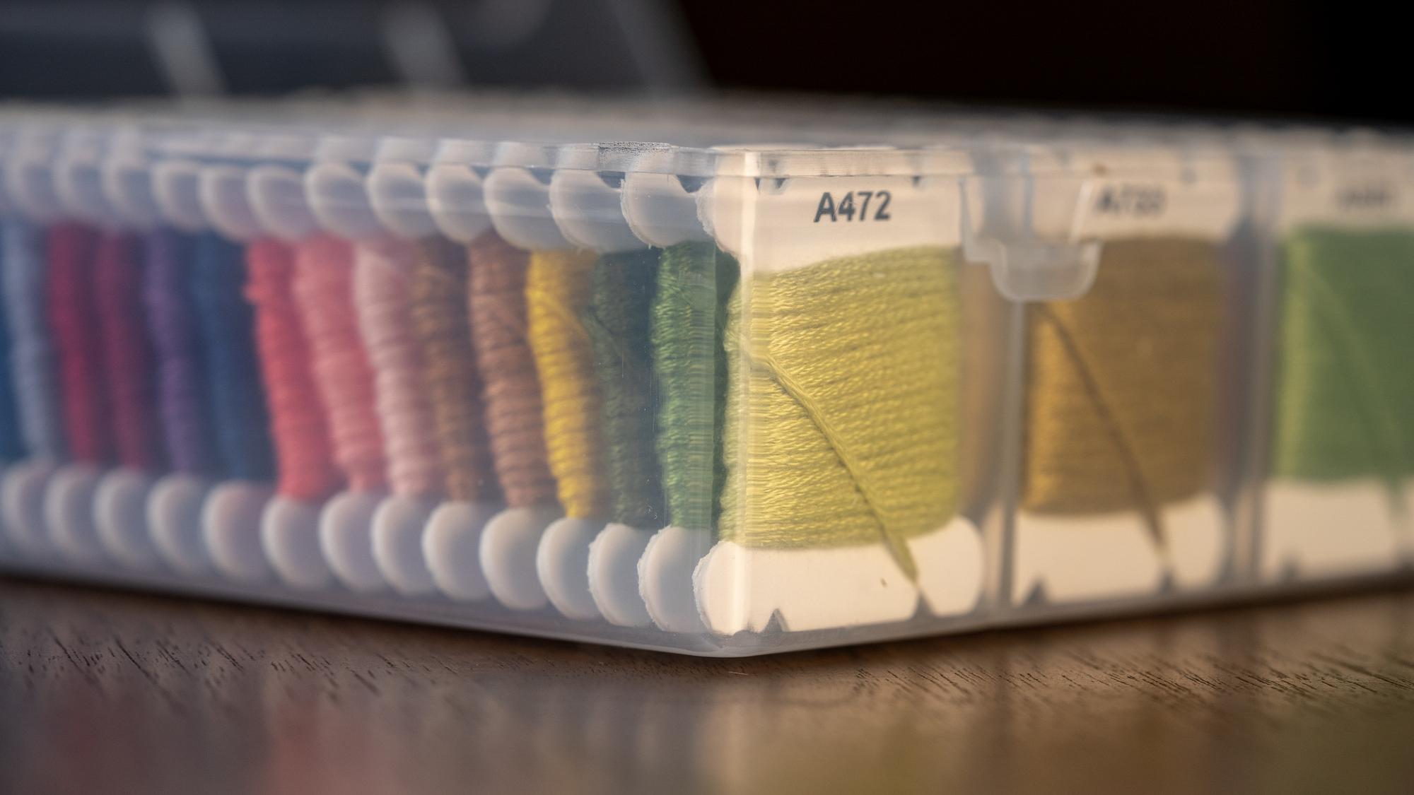 Sample board with threads and swatches